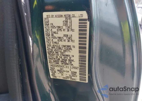 2002 Nissan Frontier Xe z USA, uszkodzony, nr VIN 1N6DD26SX2C311282